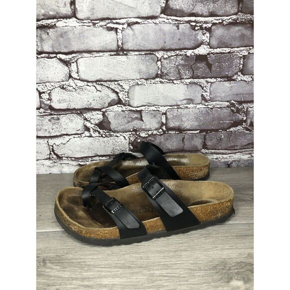 Birkenstock Mayari Black Leather Strappy Toe Post Sandals Women Sz 39EU/8.5M US - Picture 13 of 16